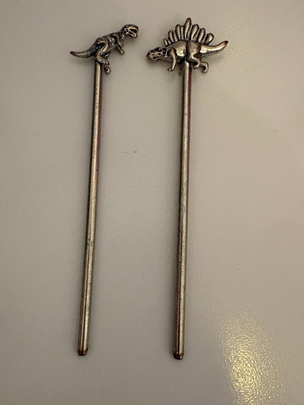 Hot Topic Dinosaur Metal Hair Sticks T-Rex and Stegosaurus